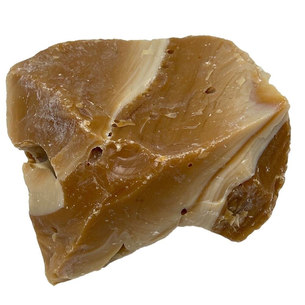 Carmel Cream Chocolate Art Glass Cullet Layered Swirl Slag ‎ #5XL195